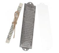 BAZEITFLOW Metal Mezuzah Door Decor with Hebrew Scripture Scroll Religious Household Ornament with Ancient Silver Finish Metal Adornment for Faithful Home Entryway Easy to Mount with