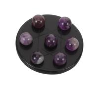 BAZEITFLOW Mini Crystal Sphere Seven-Star Feng Shui Arrangement with Amethyst and Obsidian Base Compact Crystal Desk Decor for Living Office Symbolizing Prosperity and Success