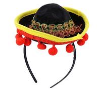 BAZEITFLOW Mini Mexican Sombrero Headband Hair Hoop Carnival Headdress Party Favor Decorative Mexico Hair Band for Costume and Photo Props Fun Festival Accessory
