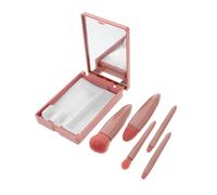 BAZEITFLOW Mini Travel Makeup Brush Set with Mirror and Case Portable Cosmetic Brushes for Eyeshadow Powder and Foundation Skin-friendly Essential for Women the Go
