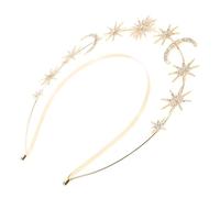 BAZEITFLOW Moon and Star Headband for Women Elegant Rhinestone Alloy Hair Decor Comfortable Lightweight Goddess Headpiece for Bridal Party Prom and Festival Accessory