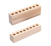 BAZEITFLOW Multi-grid Lipstick Holder and Makeup Brush Storage Rack 2pcs Set Solid Wood Desktop Organizer for Cosmetic Tools and Lipsticks, Household Makeup Display for Vanity or Dressing Table