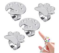 BAZEITFLOW Nail Art Ring Palette Nail Color Holders 4Pcs 3X3Cm Stainless Steel Ring Mixing Tray for DIY Home Professional Manicure Use