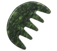 BAZEITFLOW Natural Jade Massager Comb for Scalp Massage and Muscle Tension Relief Ergonomic Five Tooth Jade Craft Tool for Comfortable Head Acupoint Therapy and Use