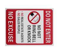 BAZEITFLOW No Soliciting Sign Self-Adhesive Backing Plastic 30x40cm Door Warning Plaque Do Not Knock or Ring Bell Notice for Home and Business Entrance