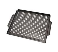 BAZEITFLOW Non-Stick Grill Pan Barbecue Tray with Raised Edges for Roasting Fish and Meat Lightweight Steel BBQ Cooking Plate for Outdoor Camping and Barbecue