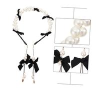 BAZEITFLOW Pearl Headpiece Bow Hairband Hair Accessory for Girls Unique Sweet Tassel Design for Wedding Guest Outfits
