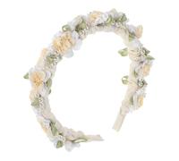 BAZEITFLOW Pearl Jasmine Headband Bridal Headpiece Simulated Flower Design for Wedding Hair Accessories Flower Girl Headband for Birthday Party Formal Events