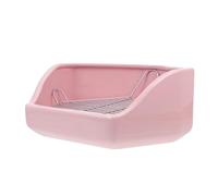 BAZEITFLOW Pentagon-shaped Large Heavy Ceramic Rabbit Litter Box with Anti-tip Design, Pink Pet Training Toilet Corner for Small Animals and Household Use