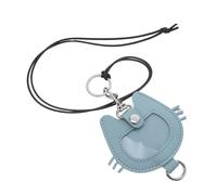 BAZEITFLOW Pet Memorial Cat Hair Keychain Keepsake with Fillable Storage Holder Sky Blue Leather Bag Pendant for Cherished Memories Portable Memorial Keyring for Organized and Meaningful