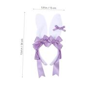 BAZEITFLOW Plush Light Purple Bunny Ear Headband with Bowknot for Costume Parties Cosplay Easter Halloween and Year Celebrations Fits Adults