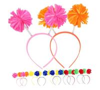 BAZEITFLOW Pompom Headband Holiday Boppers for Women 12Pcs Vibrant Multi-Colour Polyester Hair Styling Accessories Comfortable Fade-Resistant for Parties and Everyday Look
