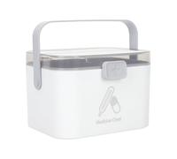 BAZEITFLOW Portable Family Medicine Storage Box with Handle Multi-Layer Organizing Case for Home Use Capacity Emergency Kit Container Easy-Carry Gray Compact Organizer