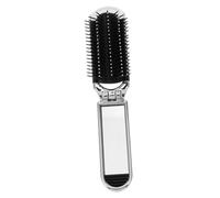 BAZEITFLOW Portable Folding Travel Hair Comb with Press Cushion and Mirror Lightweight Detangling Brush for Women Compact Scalp Relief Styling Tool for Go Use