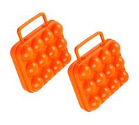 BAZEITFLOW Portable Plastic Egg Holder 12-count Orange Egg Storage Box Handle Organizer for Fridge and Outdoor Use