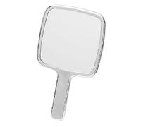 BAZEITFLOW Portable Silver Handheld Mirror with Crystal- Magnification and Abs Glass Material, Square Stylish Makeup Mirror for Women and Girls Suitable for Makeup Application and Beauty