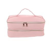 BAZEITFLOW Pu Leather Double-Layer Travel Hair Dryer and Curling Iron Storage Bag Pink Shockproof Organizer Case for Home and Salon Hair Tools
