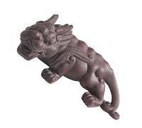 BAZEITFLOW Purple Clay Chinese Style Tea Pet Figurine Ancient Animal Shaped Feng Shui Tabletop Adornment for Gongfu Tea Ceremony Delicate Handmade Decor