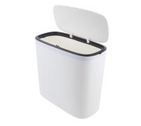 BAZEITFLOW Push-top Kitchen Trash Can with Lid Household Waste Container for Home Bathroom Press Pop-up Bin with Hidden Liner Sleeve Design Large Capacity and Easy to Clean