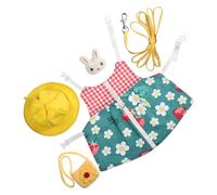 BAZEITFLOW Rabbit Mini Harness Vest with Anti-escape Design, Adjustable Soft Fabric m Size, Green Floral Pattern, Outdoor Traction Rope Suitable for Small Rabbits and Pets Random Color