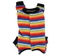 BAZEITFLOW Rainbow Stripe Dog Surgery Suit, Cotton Pet Protective Sterilization Bodysuit for Puppies, Anti-lick Post-operative Clothes with Full Legs, Size S, Suitable for Female and Male