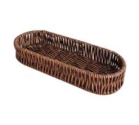 BAZEITFLOW Rectangular Imitation Rattan Bread Basket for Serving and Food Storage Woven Tray with Spacious Design for Home Restaurant Party Use Easy to Clean and Stylish Oval Shape
