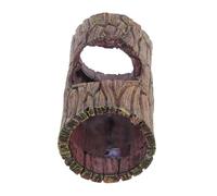 BAZEITFLOW Resin Gecko Tank Cave with Strong Suction Cup Hollow Tree Trunk Hideout for Frogs Spiders Turtles Secure Amphibian Habitat Decor for Reptile Terrariums and Aquariums