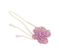 BAZEITFLOW Retro Chinese Style Enamel Peony Hair Stick Pin for Women Lightweight Vintage Metal Hair Chopsticks with Sturdy Finish for Weddings Parties Daily Wear and Festive Occasions