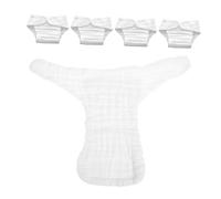 BAZEITFLOW Reusable Baby Cloth Diaper Inserts Cotton Nappy Pads White Size l for 9-15 Months Infants 10-15kg Washable Breathable Booster Pads 5pcs for Baby Diaper Covers and