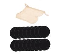 BAZEITFLOW Reusable Facial Cleansing Pads Bamboo Fiber Makeup Remover Pads 16pcs 3-layer Black Cotton for Skin Types with Cotton Mesh Bag and Box, Facial Cleaning Tool for Girls and Women