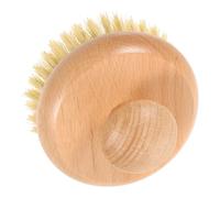 BAZEITFLOW Round Bath Brush Beech Wood Handle and Hemp Bristles Compact Shower Cleaning Tool for Effective Massage and Exfoliation for Daily Use in Bathroom