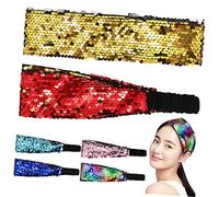 BAZEITFLOW Sequin Headband and Glitter Hair Bands 6pcs Set Elastic Reversible Sparkly Headwraps for Women and Girls Dance Party Hair Accessories