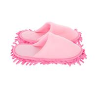 BAZEITFLOW Silent Warm Chenille Cotton Mop Slippers with Detachable Washable Sole for Floor Cleaning Non-slip Home Shoes for Bedroom Comfortable Cozy Footwear for Women Pink