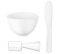 BAZEITFLOW Silicone Facial Mask Mixing Bowl Set with Large Spatula and Spoon 3pcs Mud Mask Applicator Kit for DIY Beauty and Salon Use White Spa Face Bowl Holder