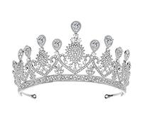 BAZEITFLOW Silver Alloy Heart Shaped Stone Bridal Tiara Crown Wedding Hair Accessory for Women Elegant Headband Suitable for Weddings Birthdays and Festivals