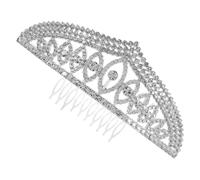 BAZEITFLOW Silver Crystal Wedding Tiara for Women Bride Alloy Princess Crown with Dazzling Rhinestones Elegant Bridal Hair Accessory for Birthday Prom Pageant Party