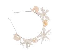BAZEITFLOW Silver Pearl Headband Sea Star and Shell Design Elegant Mermaid Crown Hair Accessories for Women and Girls for Bridal Beach Wedding Seaside Warm-weather Costume