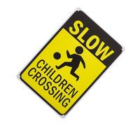 BAZEITFLOW Slow Down Crossing Metal Street Sign Safety Caution Sign for Driveway Traffic Control Clear Visibility Warning Notice for Drivers