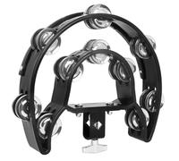 BAZEITFLOW Small Double Row Hand Bells Tambourine for Beginners Ergonomic Grip Percussion Instrument Music for Adults Party Dance Events