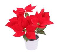 BAZEITFLOW Solar Poinsettia Flower Pot Light White, Outdoor Garden Decorative Lamp Simulated Christmas Bloom, Solar Powered Landscape Xmas Light for Courtyard and Patio