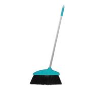 BAZEITFLOW Stainless Steel Broom Heavy Duty Soft Bristle Design Green Plastic Angle Head Stainless Steel Handle Indoor Dust Broom for Kitchens Office Cleaning