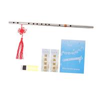 BAZEITFLOW Stainless Steel Chinese Flute F Key Thickened 50cm Portable Dizi Wind Instrument for Beginners Kids with 6pcs Accessory Set Copper Gold Plated