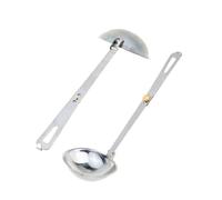BAZEITFLOW Stainless Steel Folding Soup Ladle with Long Handle for Outdoor Cooking and Camping Mixing and Serving Spoon for Hiking Backpacking Hunting Smooth Surface Design