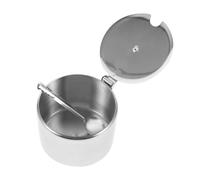 BAZEITFLOW Stainless Steel Non Magnetic Spice Container with Spoon Compact Kitchen Seasoning Jar for Sugar and Condiments Countertop Storage Organizer
