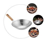 BAZEITFLOW Stainless Steel Traditional Wok Pan for Gas Stove Home and Restaurant Use Multi Function Cooking Pan for Stir Fry Grilling and Hot Pot