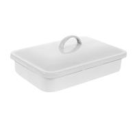 BAZEITFLOW Thickened White Enamel Baking Pan Heat Resistant Oven Tray for Pizza and Multi Use Cooking Scratch Resistant Food Serving Plate
