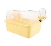 BAZEITFLOW Transparent Small Plastic Hamster Cage with Outdoor Travel Carrier Sturdy Wear Resistant Pet Case for Guinea Pigs and Small Animals Includes Water Bottle for Convenient the Go Use