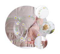 BAZEITFLOW Transparent Tempered Glass Plate Daisy Design Fruit Salad Dessert Dish Microwave Oven Safe Breakfast Tableware for Family