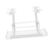 BAZEITFLOW Under Desk Cable Management Tray White Small Under Table Cable Storage Rack for Power Strips USB Adapters Wire Organizer for Office Home