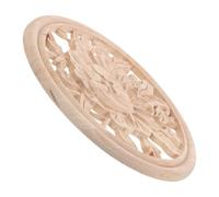 BAZEITFLOW Unpainted Round Wooden Applique Hand Carved Flower Decor for Wall Cupboard Door Bed Cabinet Dresser Mirror Decorative Wood Trim with Artisan Craftsmanship for Rustic and Modern